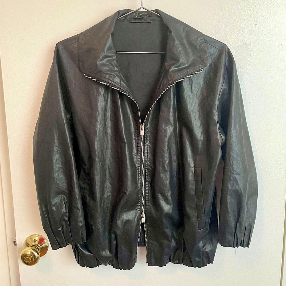 THEORY Brand Black 3/4 Sleeve Bomber Style Lightweight Jacket Size Small